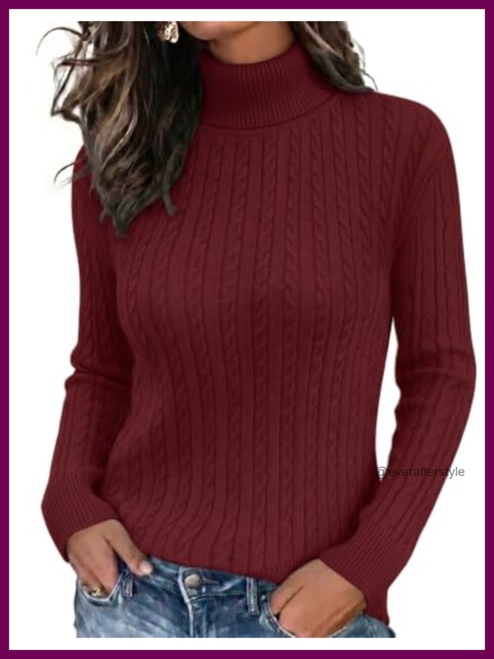 Zeagoo Cable Knit Turtleneck Long Sleeve Pullover Sweater Fall Winter